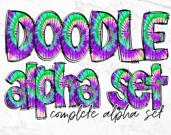 Tie Dye Alphabet Buchstaben PNG Bundle, Alphabet Clipart, Baseball Hand gezeichnet Doodle, Sublimation Alpha Set Designs PNG