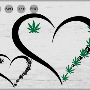 Onkruid liefde hart SVG, cannabis hart SVG, onkruid clipart, liefde hart onkruid SVG, dope SVG, sublimatie ontwerpen, tuimelaar sticker SVG, silhouet cameo