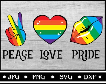 Peace Love Pride svg, Pride svg, Gay Pride clipart, Lesbian pride svg, svg files, pride sublimation Designs,Cricut svg, Silhouette cameo