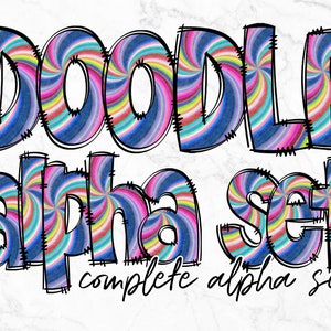 Doodle Letters Alpha Bundle a juego con envoltura de vaso de 20 oz, vaso delgado de 20 oz, garabato dibujado a mano, diseños de conjuntos alfa de sublimación