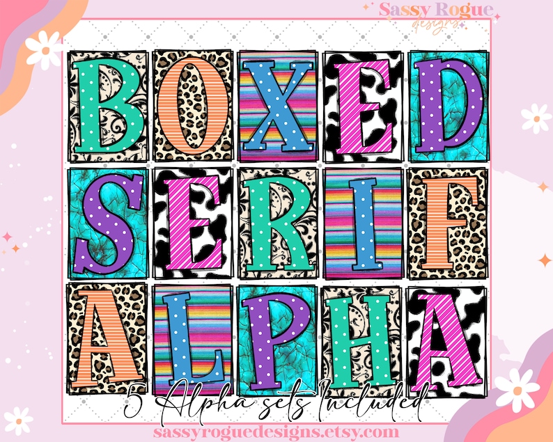 Doodle Alphabet Letters PNG Bundle, Western Alphabet Clipart, Boxed ...