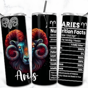 Widder-Tierkreis 20 Unzen Skinny Tumbler Sublimationsdesign, Sternzeichen Ernährung, Astrologie Tumbler Wrap PNG, Celestial Sign Astrologen