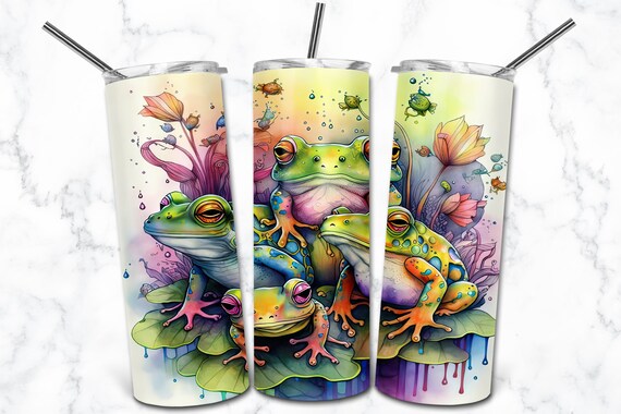 Watercolour Frog Tumbler Wrap PNG