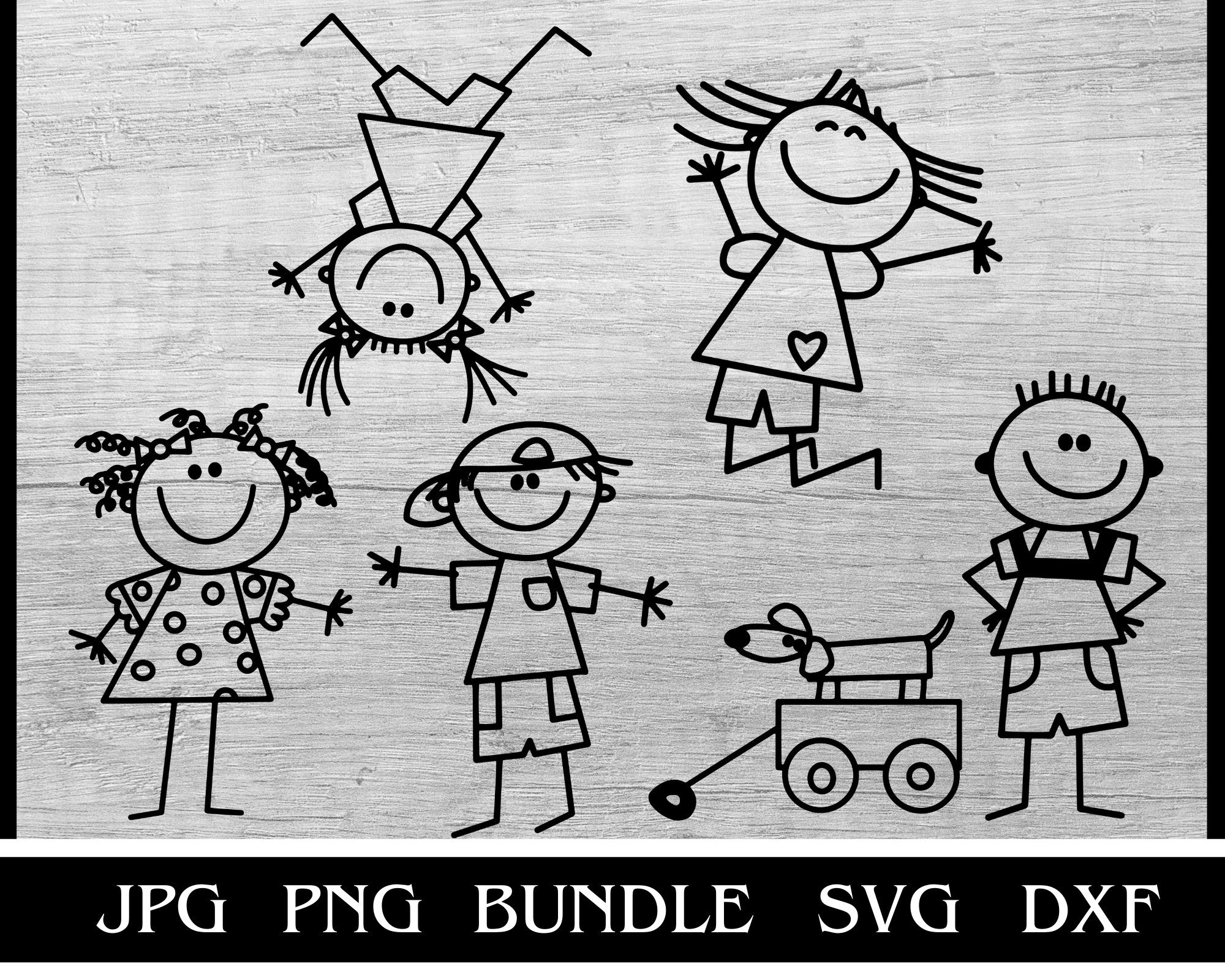 Stick Figure Kids Svg Bundle Stick People Svg Stick Friends Etsy