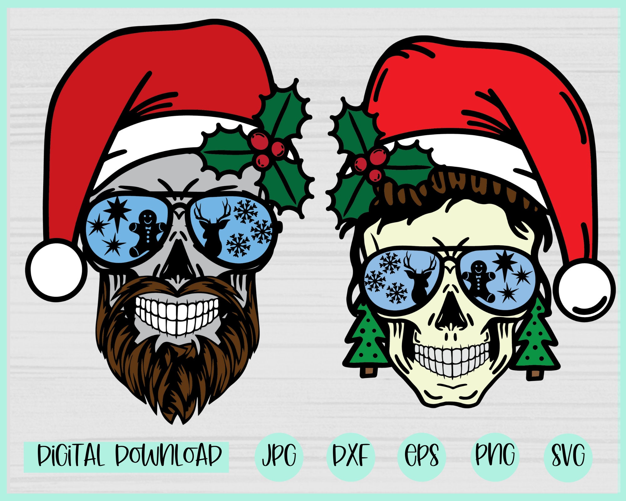 Download Mom and Dad Christmas Skull SVG Christmas skull svg Bearded | Etsy