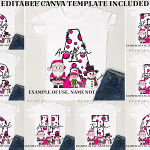 Plantilla Canva Carta de Navidad Santa Sack Doodle Cartas, Santa Media Carta personalizada para niños, Santa Sublimación Tote Navidad Doodle Alfa