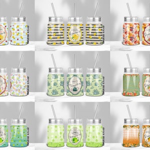 10 17oz Mason Jar Sublimation Designs, Lemonade label, Alcohol label, Drink label, Vintage drink label, 17oz mason jar, 17oz glass jar