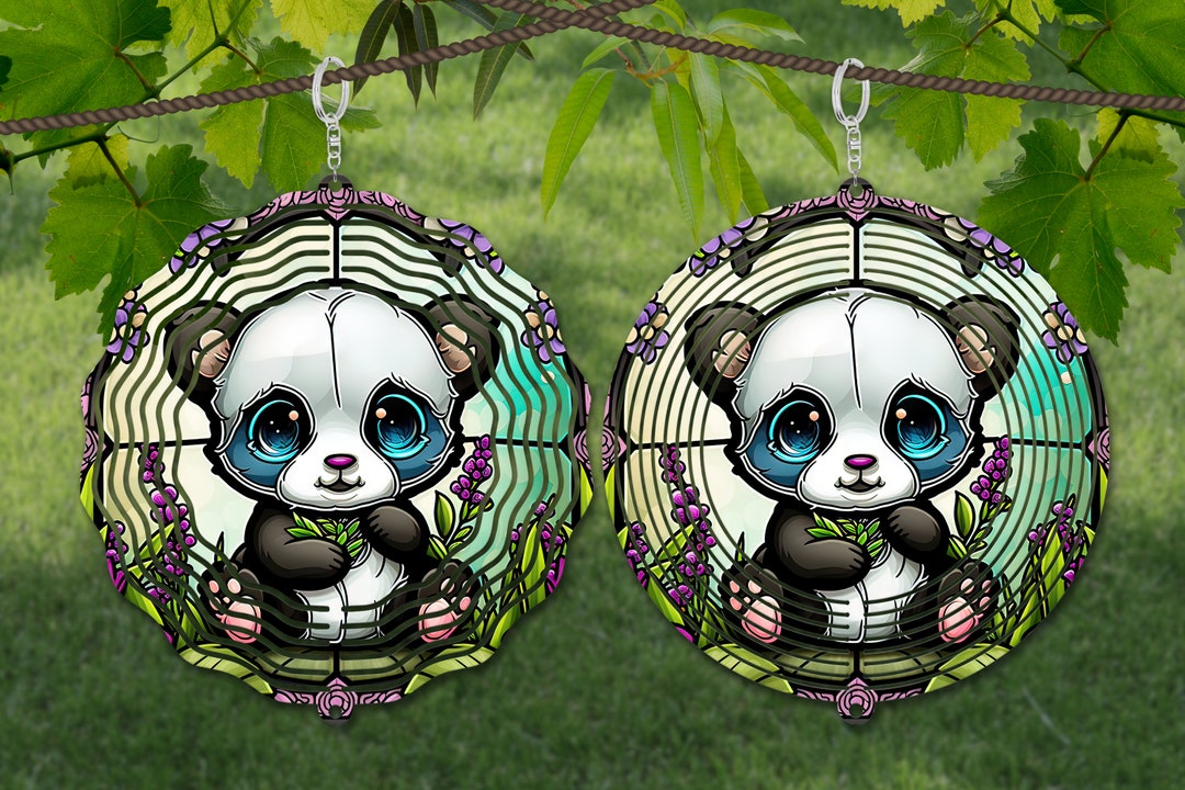 Panda Wind Spinner Stained Glass Sublimation Design Template, Wind ...