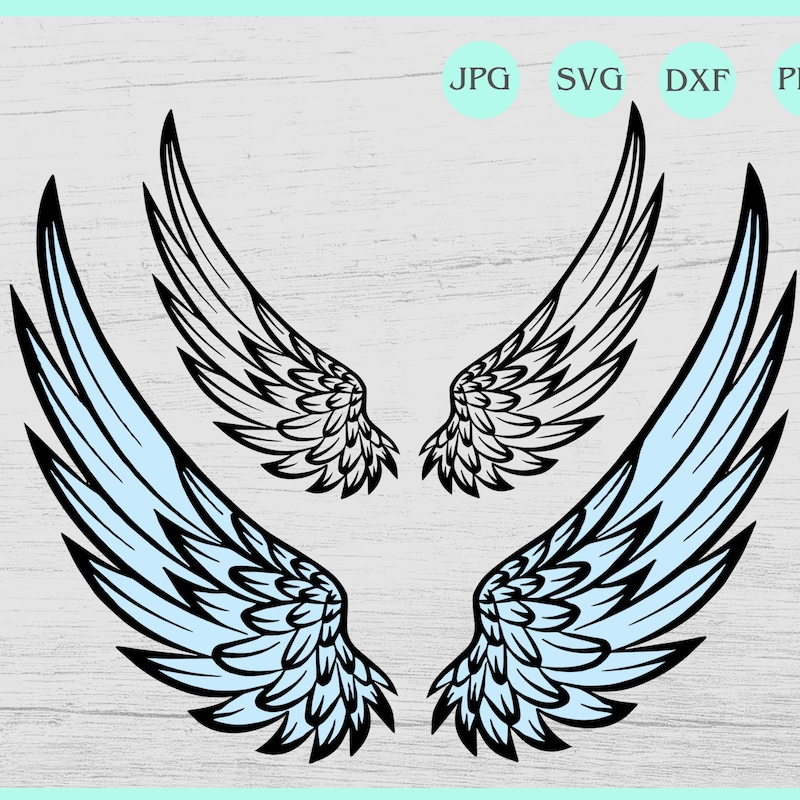 Wing Set Svg Angel Wing Svg - Etsy
