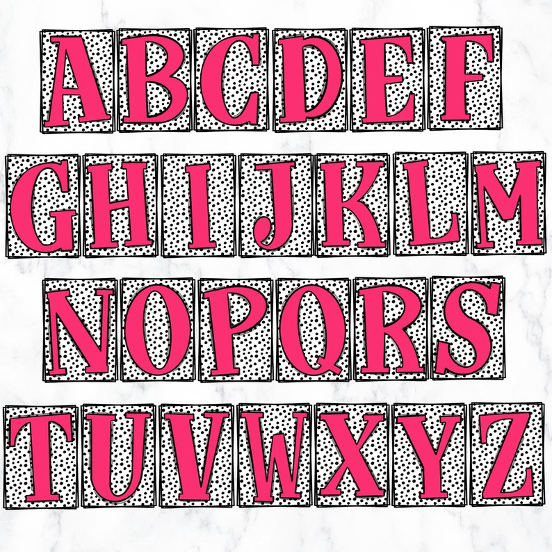 Dot Doodle Alphabet Letters PNG Bundle, Spot Alphabet Clipart, Spots ...