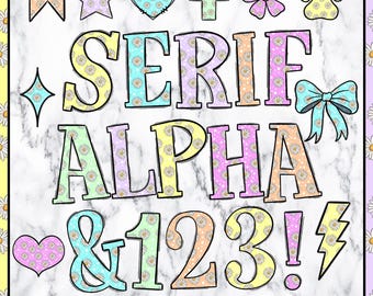Daisy Doodle Letters Alphabet PNG Bundle, Flower Alphabet Clipart, Floral Hand Drawn Doodle, Popular Sublimation Alpha Set Designs PNG