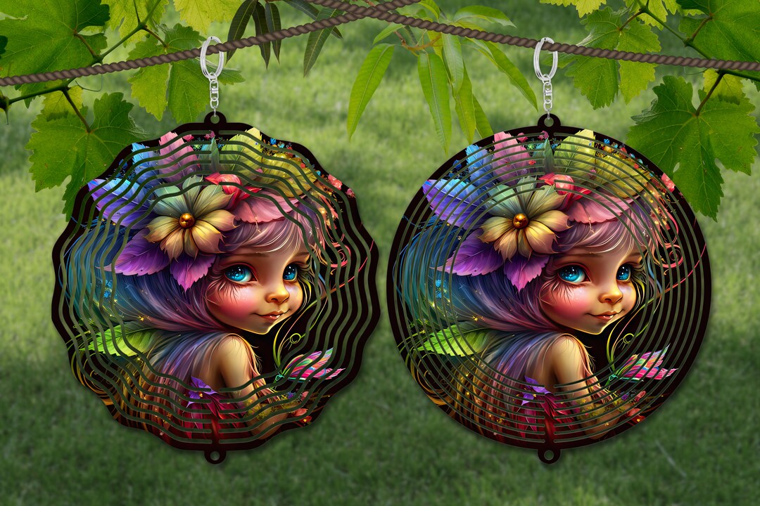 Fairy Wind Spinner Watercolor Sublimation Design Template, Wind Spinner