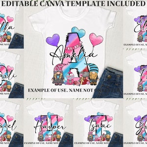 Cartas de garabatos decorativas de San Valentín editables, haga su propia placa de nombre, cartas personalizadas para niños, Tote de sublimación de Cupido San Valentín