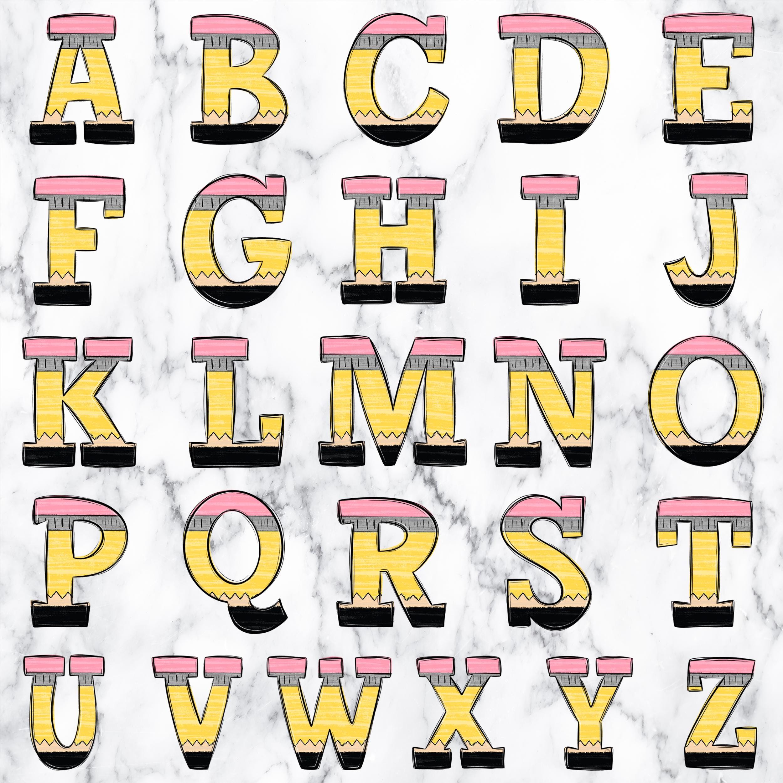 Pencil Doodle Letters Alpha, Printable Alphabet, Teacher Letters, Hand ...
