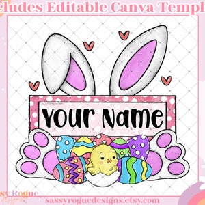 Modello Canva modificabile portanome pasquale, nome carino PNG, Pasqua, sublimazione dei nomi dei bambini, design personalizzato del nome pasquale, creane uno tuo