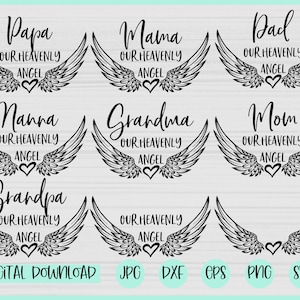 Lot de svg ange céleste, svg de Noël commémoratif, en souvenir, Noël svg, svg ange, lanterne commémorative, aile d'ange, souvenir