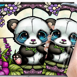 Panda Stained Glass 20oz Skinny Tumbler Sublimation Design - Etsy