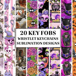 Halloween Key Fob Wristlet sublimation bundle, Keychain sublimate, Key Fob Designs, Key Chain Sublimation, Wristlet Template,Digital Designs