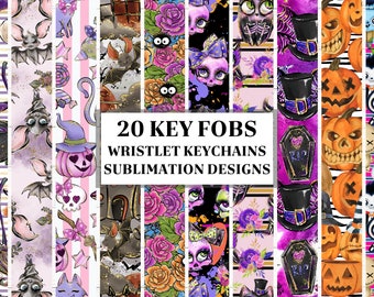 Halloween Key Fob Wristlet sublimation bundle, Keychain sublimate, Key Fob Designs, Key Chain Sublimation, Wristlet Template,Digital Designs
