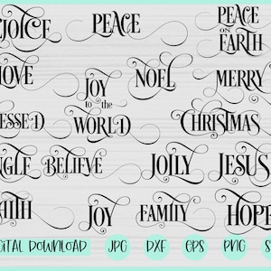 Weihnachtsworte svg Bündel, Ornament Wörter svg, Weihnachten svg, Believe svg, Weihnachtsfliesen svg, Glaube Hoffnung Liebe svg, Fliesenwörter, Familien svg
