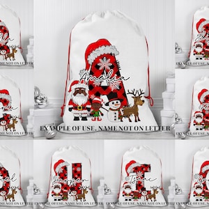 Letras de Navidad personalizadas para sacos de Papá Noel, letras personalizadas para medias de Papá Noel para niños, bolsa de sublimación de Papá Noel, alfabeto de Navidad con garabatos