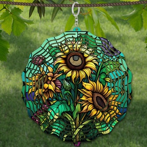 Sunflower Wind Spinner Stained Glass Sublimation Design Template, Wind ...