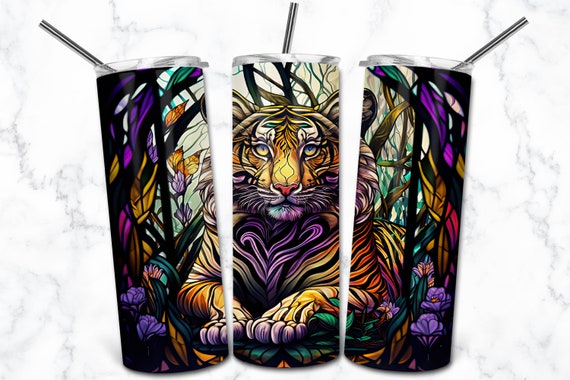タイガーステンドグラス 20 オンス スキニータンブラー昇華デザイン