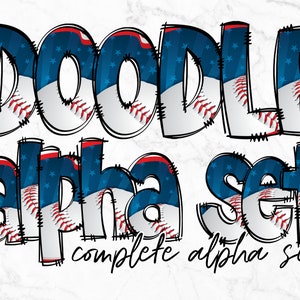 Pacchetto PNG con lettere dell'alfabeto da baseball, Clipart dell'alfabeto, doodle disegnato a mano da baseball, scenografie PNG di sublimazione alfa
