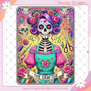 The Crafter Divertente Carta dei Tarocchi PNG, Teschio Scheletro Sarcastico e Sweary, Tarocchi Stregati, Design alla Moda a Sublimazione, Sarcasmo Umoristico per Adulti PNG