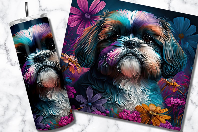 Shih Tzu 20oz Skinny Tumbler Sublimation Design Templates Dog - Etsy
