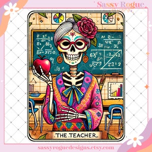 Carta de tarô engraçada do professor PNG, crânio de esqueleto juramento sarcástico, tarô de bruxa sarcástico, design moderno de sublimação, sarcasmo de humor adulto png