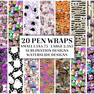 Halloween Pen wrap Epoxy bundle, Epoxy Pen wrap,  Printable Vinyl Designs, Ink Joy Pen Wrap, Pen Skin Waterslide, Sublimation Pen Wrap