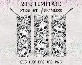 Skull with Flowers Burst Tumbler Template svg, Burst tumbler svg, Burst Template svg, Tumbler Tape Template, Tumbler Template Burst Peekaboo