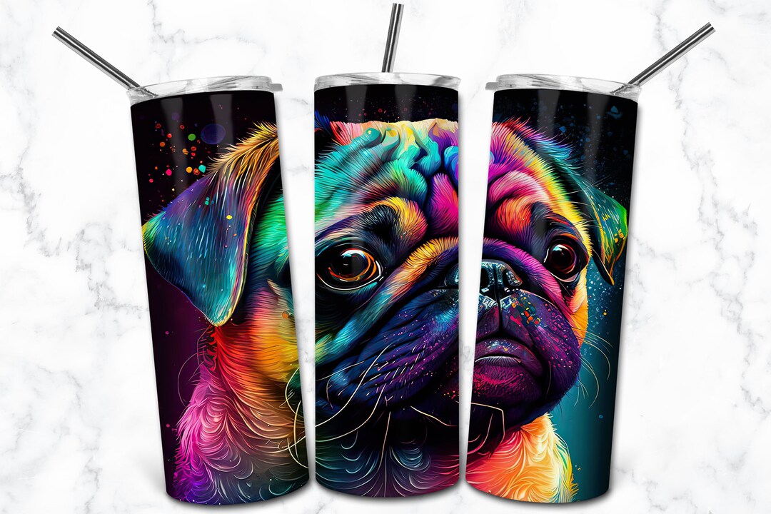 Pug 20oz Skinny Tumbler Sublimation Design Templates, Dog Digital ...