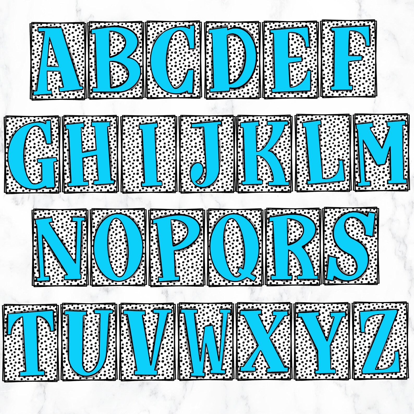 Dot Doodle Alphabet Letters PNG Bundle, Spot Alphabet Clipart, Spots ...