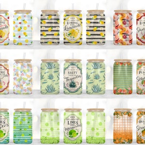 10 16oz Libbey Glass Can Sublimation Designs, Lemonade label, Alcohol label, Drink label, Vintage drink label, 16oz Libbey Glass Can