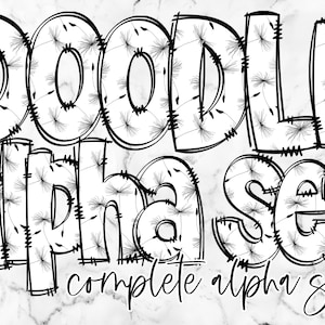 Alphabet Letters PNG Bundle, Alphabet Clipart, Patterned Hand Drawn Doodle, Sublimation Alpha Set Designs PNG, Individually saved