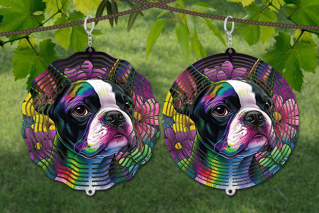 Boston Terrier Wind Spinner Sublimation, Dog Wind Spinner SVG, 10 Inch