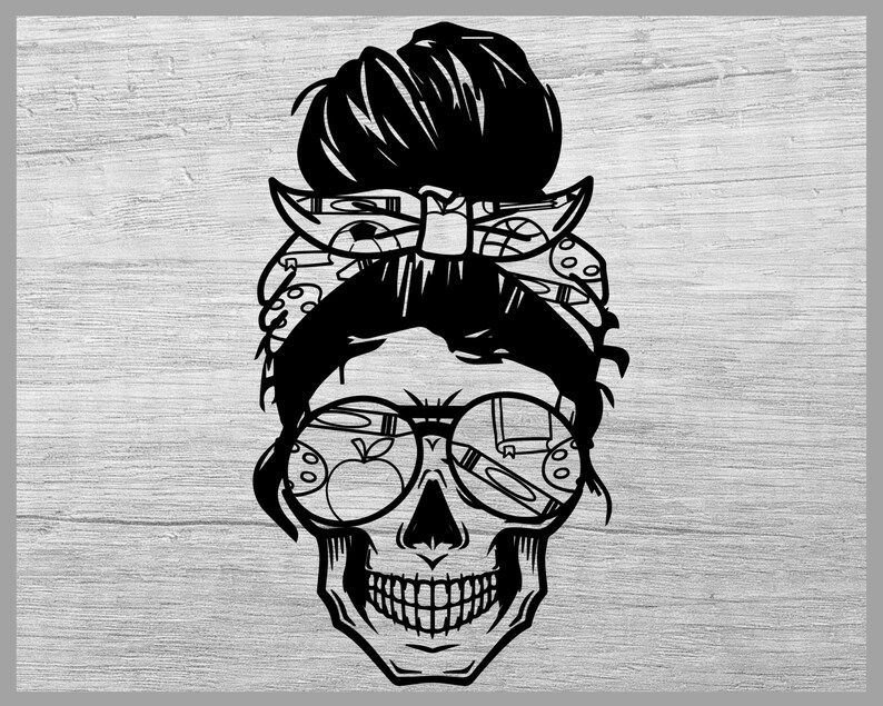 Download Teacher life Skull svg Messy bun skull svg Mom life SVG | Etsy