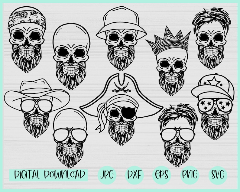 Download Man skull SVG bundle Bearded Skull svg King SkullCowboy | Etsy