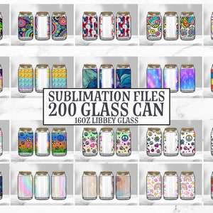 16oz Glass Can Tumbler Sublimation Design Bundle, Glass Can Wrap Png ...