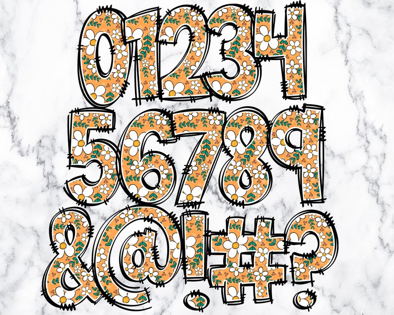 Retro Floral Doodle Alphabet Letters PNG Bundle, Alphabet Clipart ...