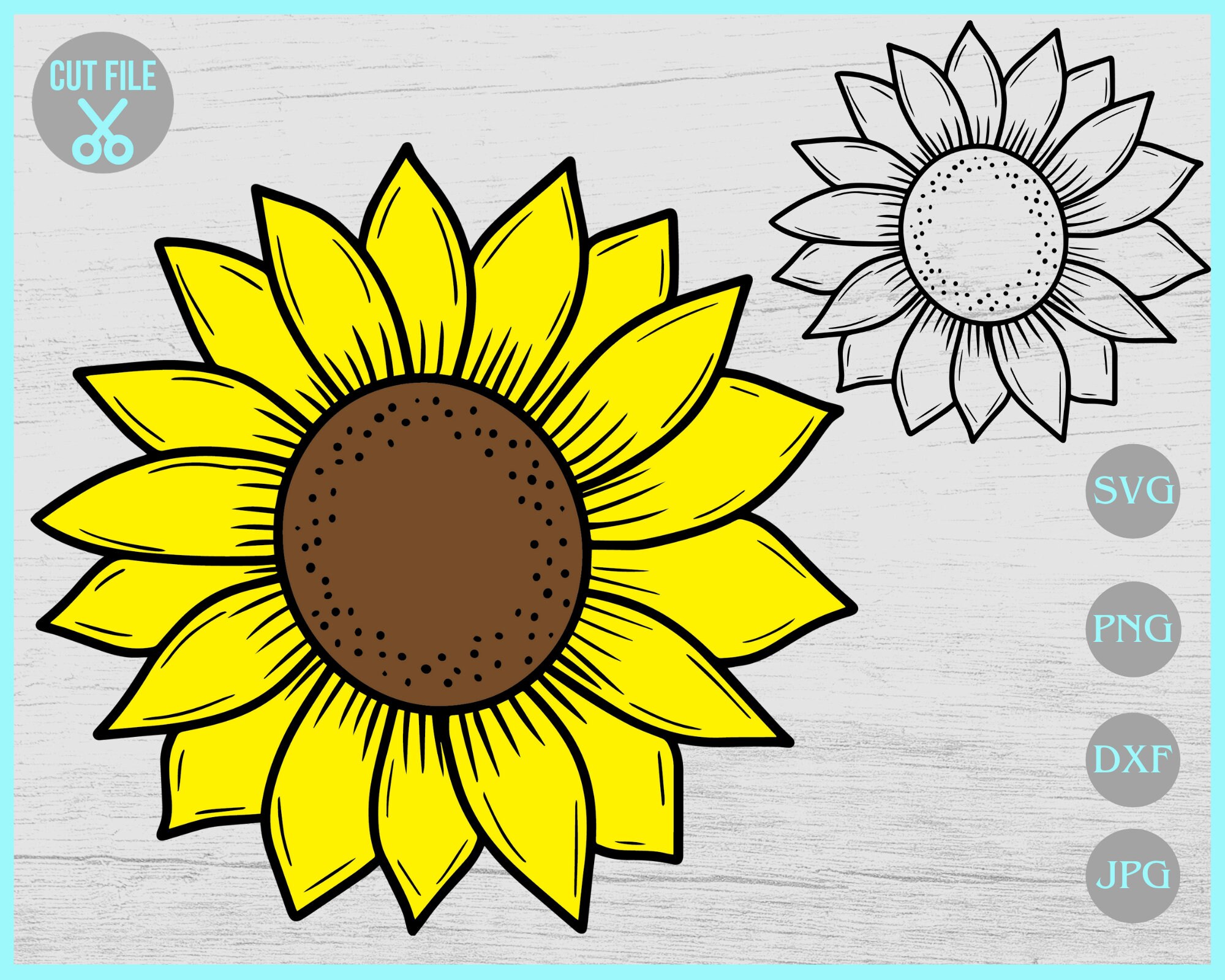 Sunflower Svg Sunflower Png Sunflower Clipart Flower Svg Etsy