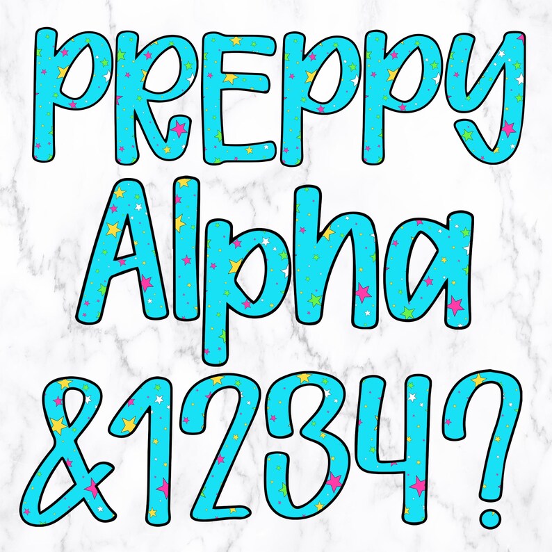 Bright Preppy Letters Alphabet PNG Alphabet Clipart Printable Alphabet ...