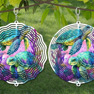 Schildkröte Wind Spinner Aquarell Sublimation Design Vorlage, Wind Spinner SVG, 10 Zoll Runde Sublimation, Runde hängende Spinner png,