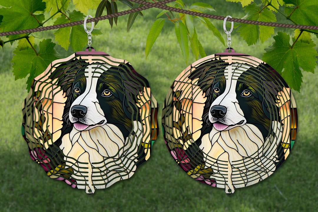 Border Collie Stained Glass Wind Spinner Sublimation Dog Wind - Etsy