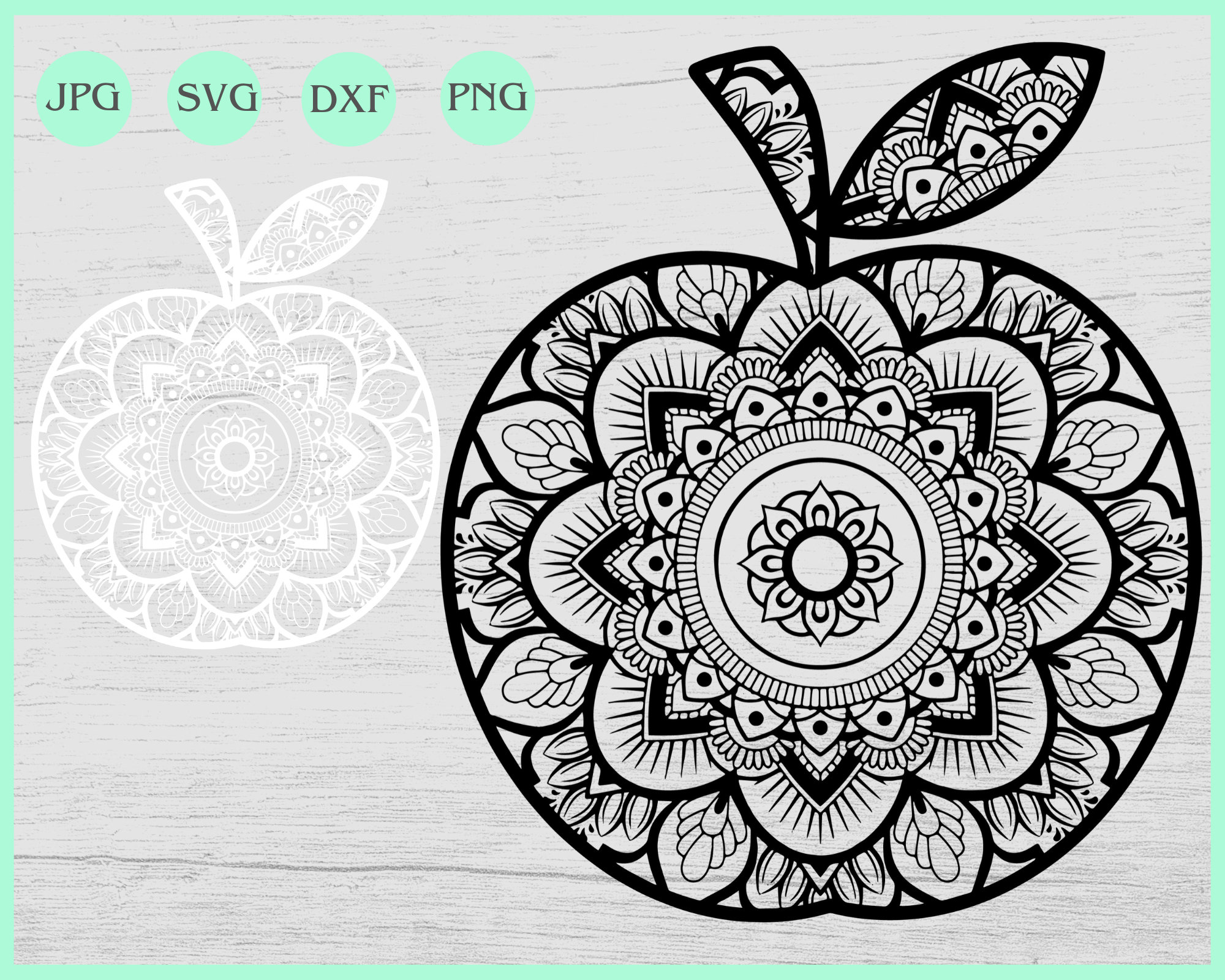 Apple Mandala Svg Apple Zentangle Svg Apple Svg Teacher - Etsy UK