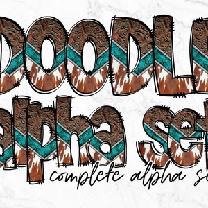 Westerse alfabet letters PNG bundel, alfabet clipart, westerse hand getrokken doodle, sublimatie Alpha set ontwerpen PNG
