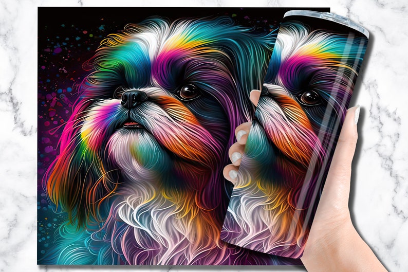 Shih Tzu 20oz Skinny Tumbler Sublimation Design Templates, Dog Digital ...