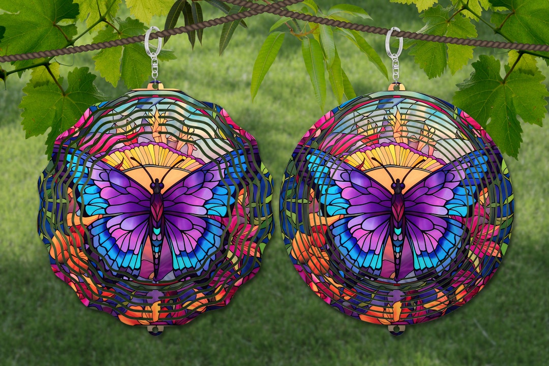 Butterfly Wind Spinner Stained Glass Sublimation Design Template, Wind Spinner SVG, 10 Inch
